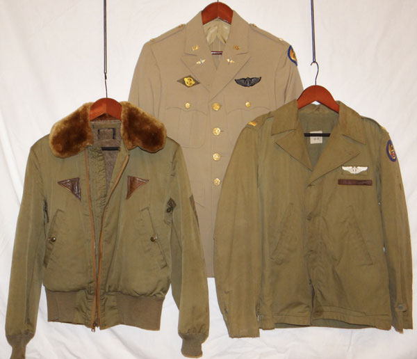 Named WW II 8th Army Air Force Service Coat, M41 Field Jacket & Type B-15A Flight Jacket