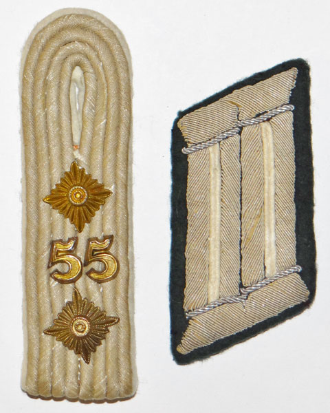 Army 55th Infantry Regt. Hauptmann Collar Tab & Shoulder Board Set