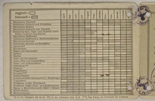 Hunting Permit for Hauptmann in the Army