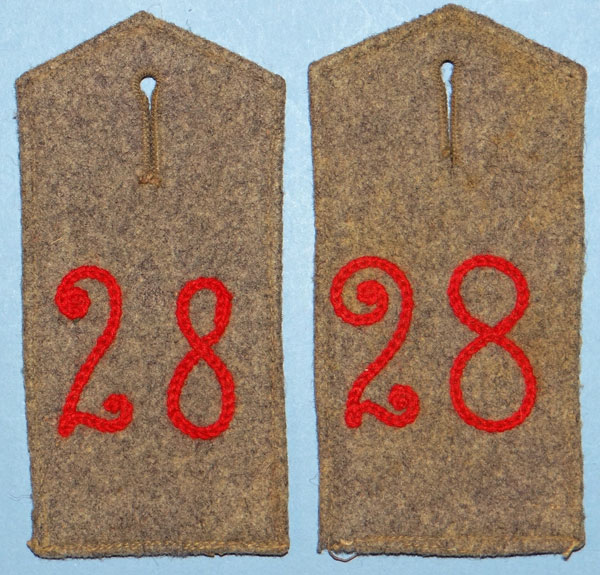 WW I German 28th Regt. Enlisted Shoulder Boards