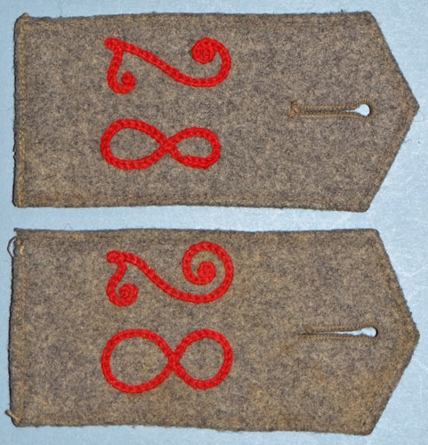 WW I German 28th Regt. Enlisted Shoulder Boards