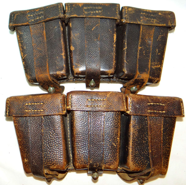 PAIR German WW II 98k Leather Ammunition Pouches