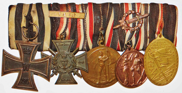 WW I German Naval Five Place Medal Bar