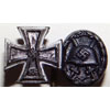 WW II Award Stick Pin. Iron Cross & Black Wound Badge