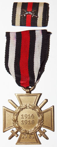 WW I Cross of Honor with Swords with Ribbon Bar