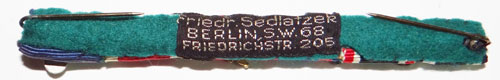 German WW I/II Six Place Ribbon Bar