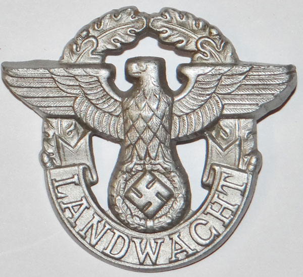 Police "Landwacht" Metal Cap & Breast Insignia