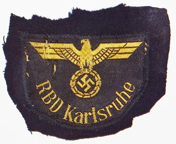 "CUT OFF" "RBD Karlsruhe" Reichsbahn Sleeve Insignia