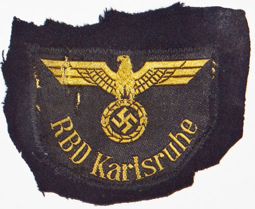 "CUT OFF" "RBD Karlsruhe" Reichsbahn Sleeve Insignia