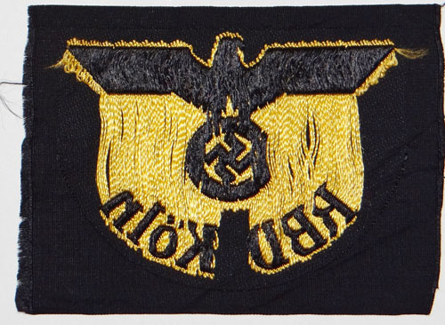 "RBD Koln" Reichsbahn Sleeve Insignia