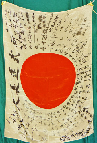 WW II Japanese Signed Silk Good Luck Flag