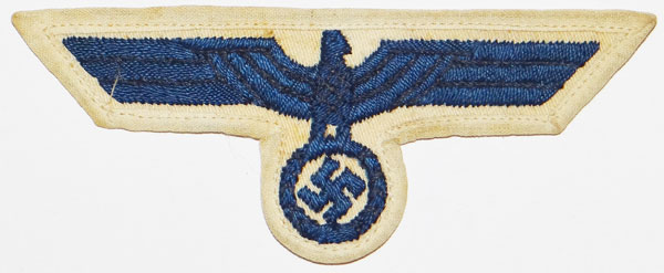 Hand Embroidered Kriegsmarine NCO/EM Dark Blue on White Breast Eagle