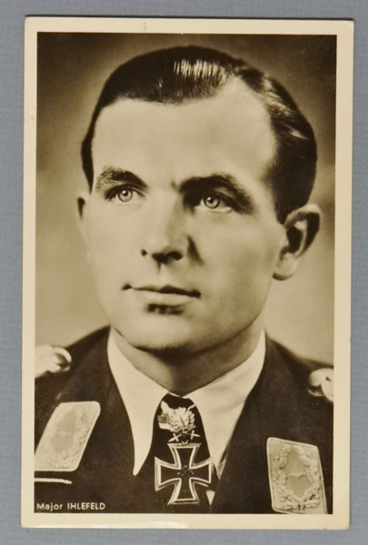 Luftwaffe Oak Leaf & Swords Knight Cross Winner Major IHLEFELD Postcard