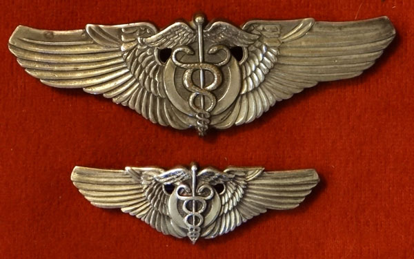 WW II 1944 Set of Two "Flight Surgeon" 3 & 2 inch Pin Back Wings by "A.H. Dondero"