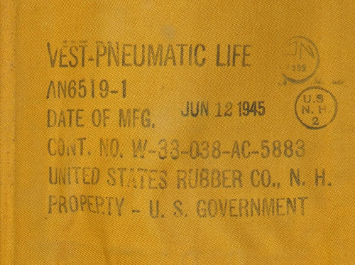 U.S. WW II Type B-4 Yellow Life Preserver