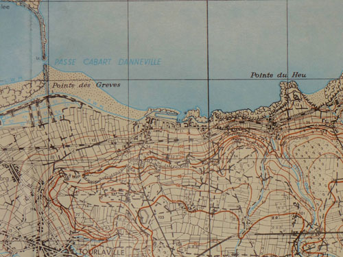 WW II U.S. Paper Map of "Cherbourg" France