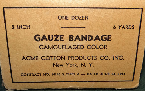 1943 Dated 2 Inch Camouflage Bandages