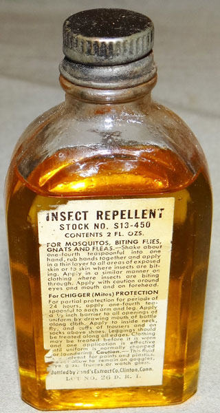 WW II U.S. Glass Bottle of Insect Repellent