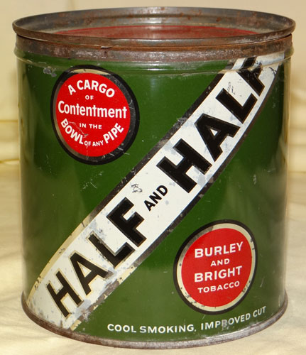 WW II Period "HALF and HALF" Tobacco Can