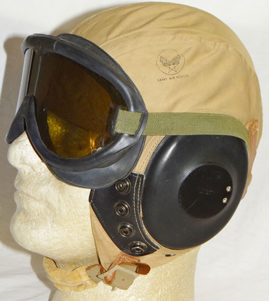 Army Air Force WW II "AN-H-15" Summer Flight Helmet with General AII-Purpose Polaroid Goggles