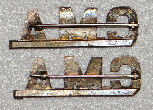 WW I Pattern Office Collar Insignia with "C.M.A"