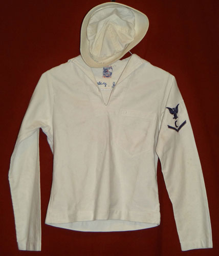 WW II U.S. Navy 3rd Class Petty Officer "Cook" White Jumper with Sailors Cap and Paper Work