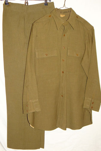 WW II U.S. Army Officer OD Wool Shirt with Trousers